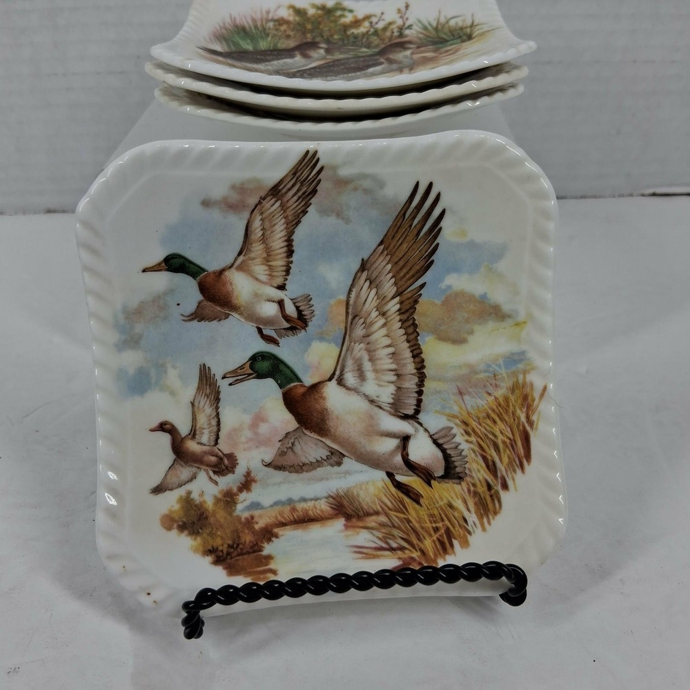 Royal Adderley Bone China Game Bird Tea bag Coasters/Dishes Set of 4 England